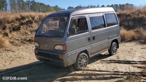 White Van With Blue Stripe GIF