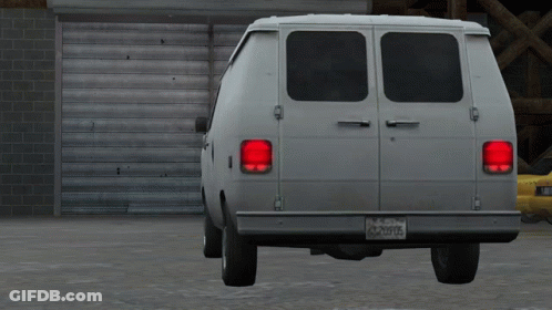 White Van With California License Plate CJ20905 GIF