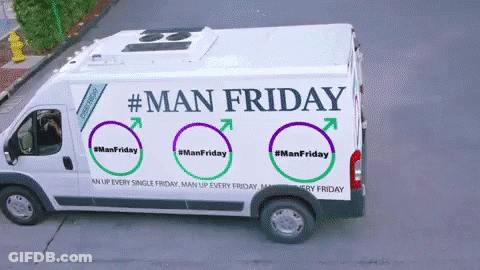 White Van With #Manfriday Text GIF
