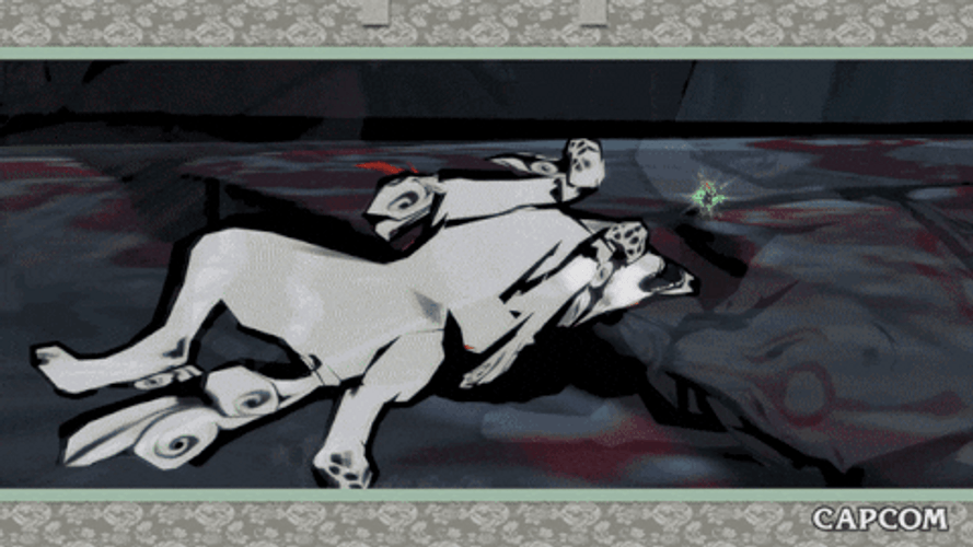 White Wolf Okami Amaterasu Belly Up GIF