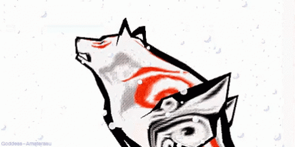 White Wolf Okami Amaterasu In Winter Snow GIF