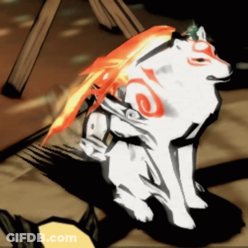 White Wolf With Red And Orange Markings GIF
