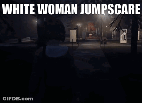 White Woman Jumpscare Poster In Dark GIF