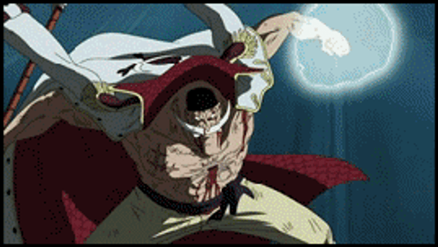 Whitebeard Punching Akainu GIF