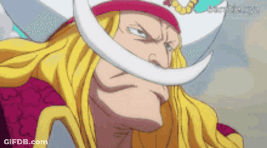 Whitebeard Serious Glaring Eyes Smoke Anime GIF