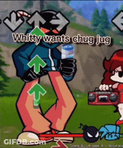 Whitty Wants Chug Jug Holding Water GIF