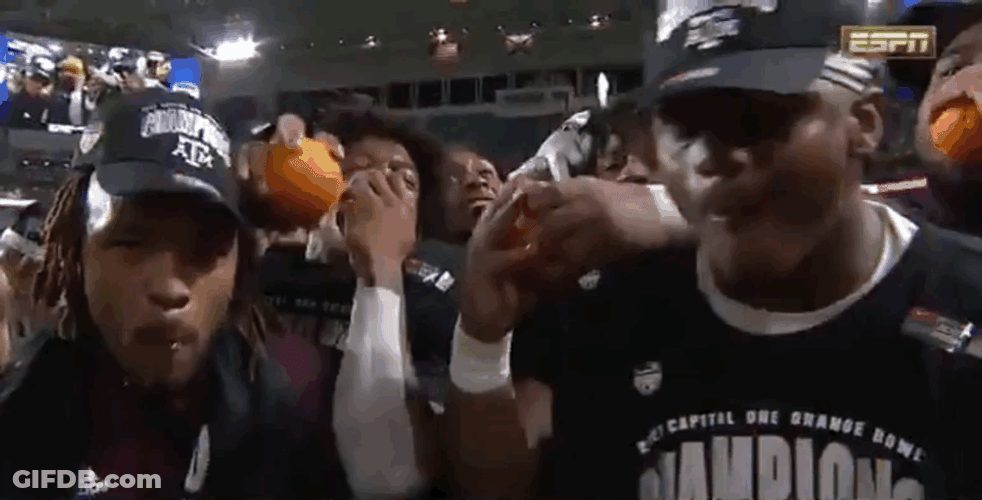 Whole Team Eating Orange GIF