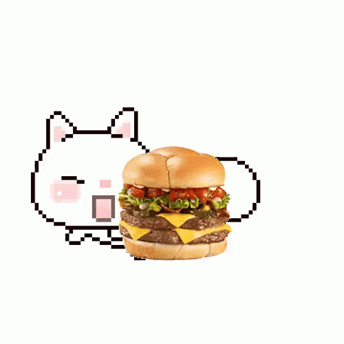 Whopper Burger And Cute Cat Running GIF