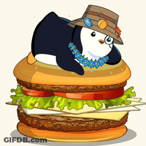 Whopper Whopper Penguin On Top Of Burger GIF
