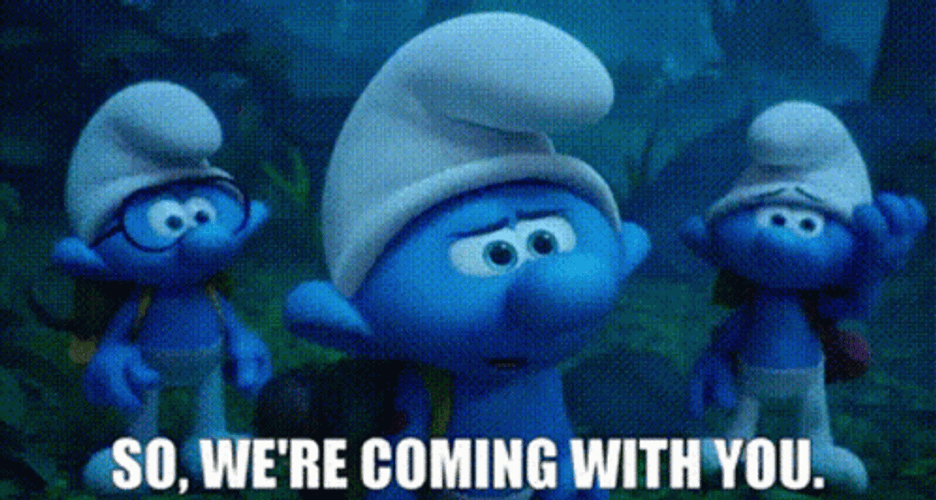Whos Coming With Me Hefty Smurf GIF