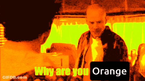 Why Are You Orange Is Written On A Yellow Background GIF
