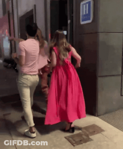 Why Are You Running Drunk Lady GIF