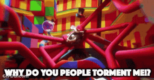 Why Do You People Torment Me ? Is Written On A Colorful Image GIF