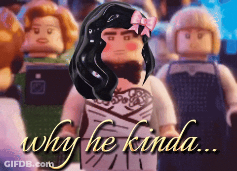 Why He Kinda Is Written On A Picture Of A Lego Figure GIF