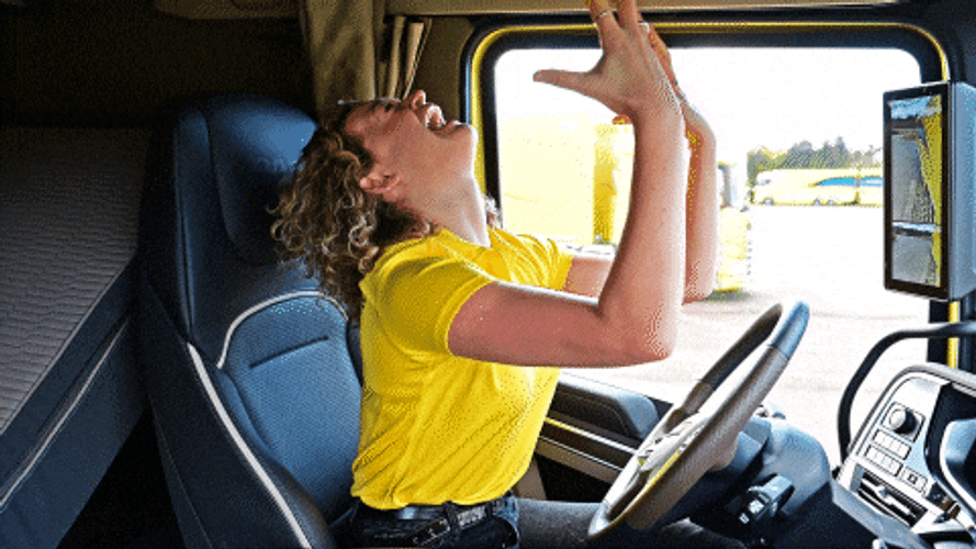 Why Me Female Truck Driver Going Berserk GIF