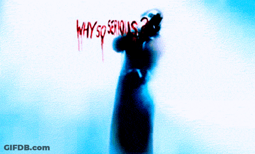 Why So Serious Blood Written On Stained Glass GIF