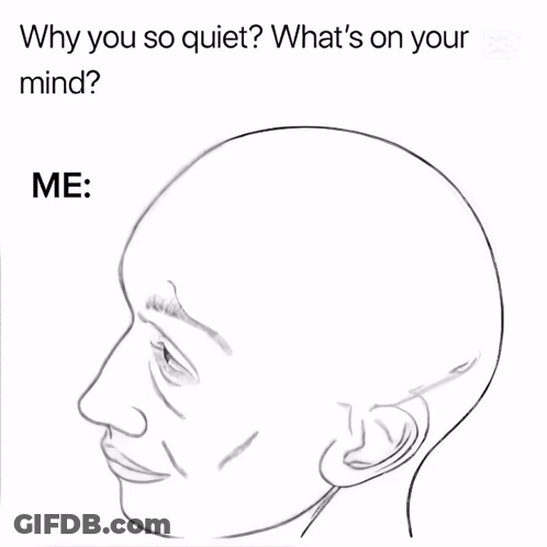 Why You So Quiet ? What 'S On Your Mind ? Me : Dany 'S World GIF