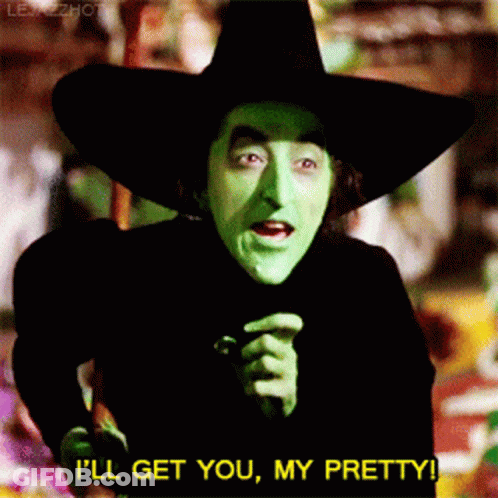 Wicked Witch From The Wizard Of Oz Saying I 'Ll Get You My Pretty GIF