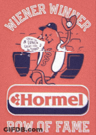 Wiener Winner Sign With Hot Dog GIF