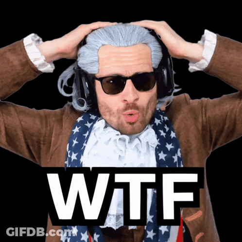 Wig Headphones Man With WTF On Face GIF