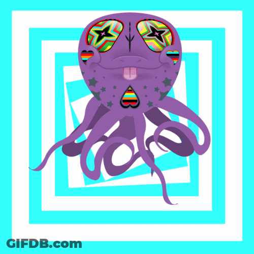 Wiggly Tentacles Octopus With Trippy Eyes GIF