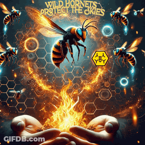 Wild Hornets Protect The Skies Poster With Bee GIF