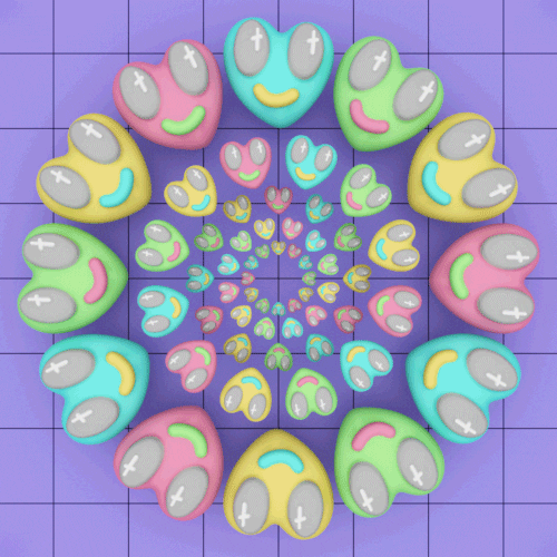 Wildflower Heart Psychedelic Pastel 3D Art GIF
