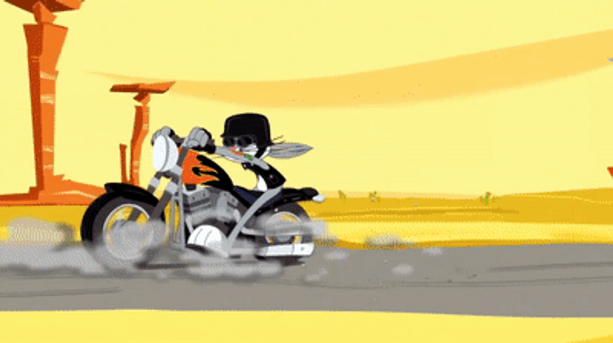 Wile E Coyote Bugs Bunny Motorcycle Race GIF