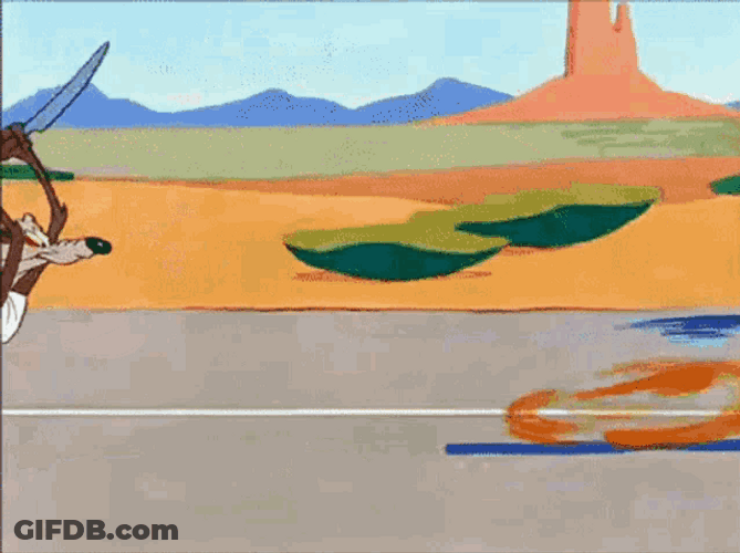 Wile E. Coyote Chasing Road Runner GIF