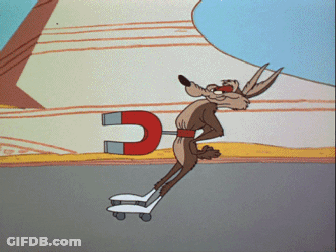 Wile E Coyote Chasing Road Runner Magnet GIF