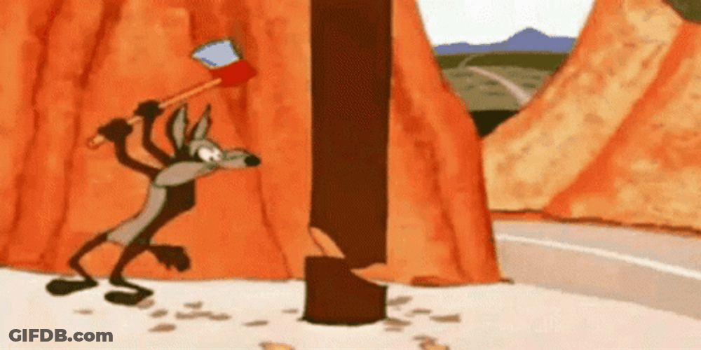 Wile E Coyote Cutting Utility Pole GIF