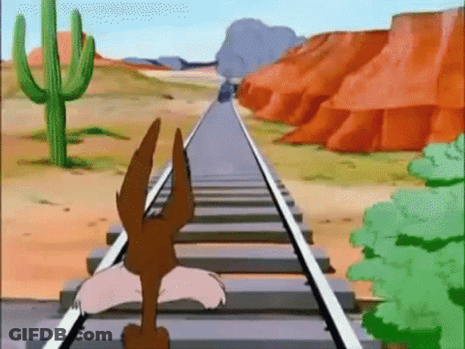Wile E Coyote Hit By Train GIF
