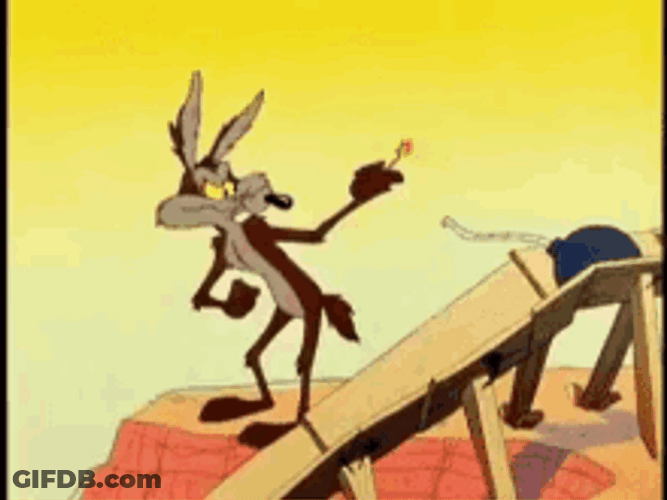 Wile E Coyote Lighting Bomb Fail Explosion GIF