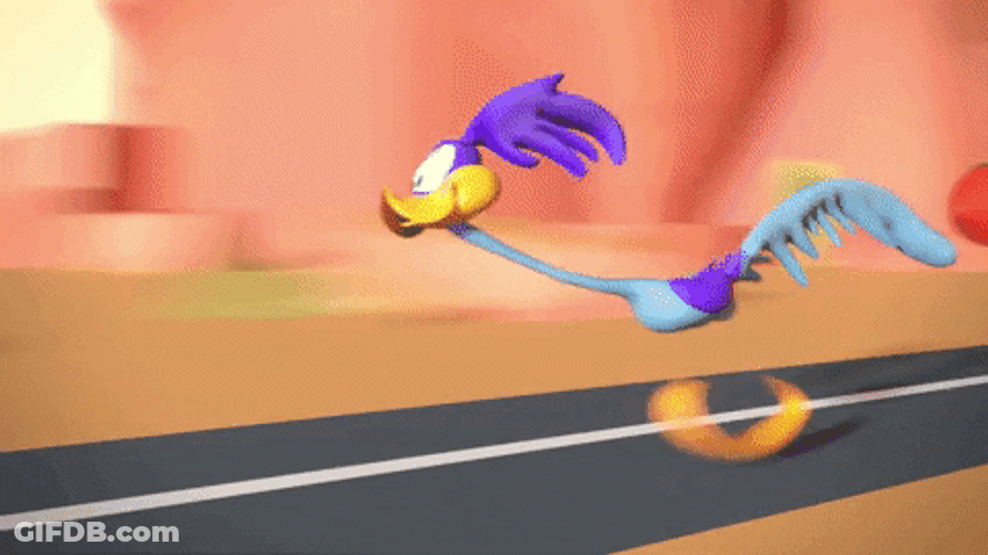 Wile E Coyote Rocket Chasing Road Runner Fail GIF