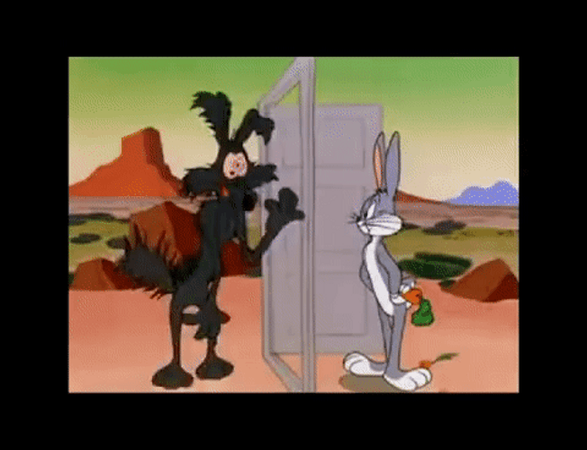 Wile E Coyote Toasted Talking To Bug Bunny GIF