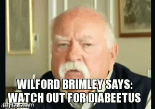Wilford Brimley Says Watch Out For Diabeetus In Front Of A Man GIF
