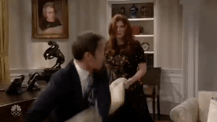 Will And Grace Pillow Fight GIF