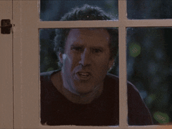 Will Ferrell Peeking Through The Window Door GIF