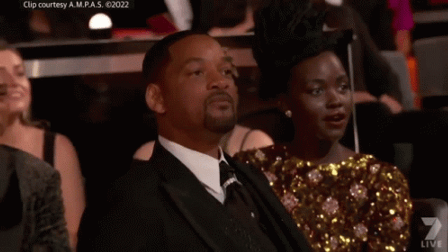 Will Smith At Oscars Protecting His Wife GIF