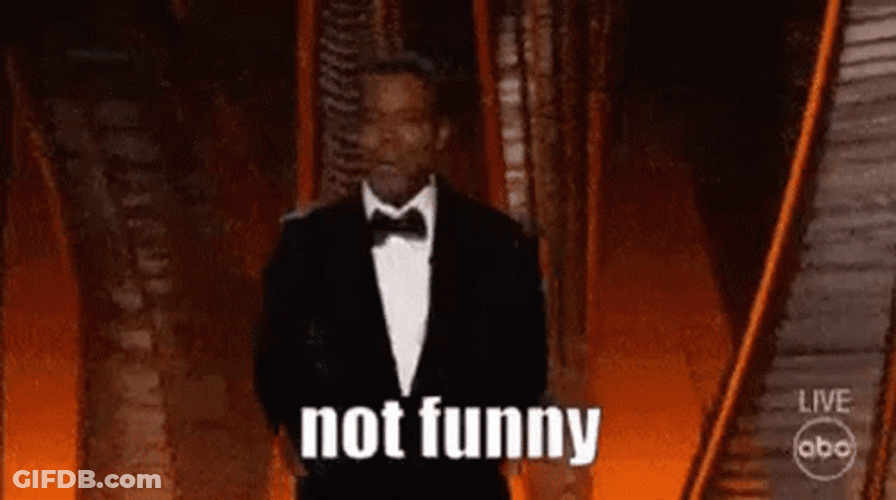 Will Smith Chris Rock Not Funny Oscars GIF