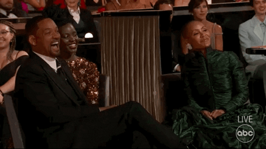 Will Smith Chris Rock Wife Laughing Oscars GIF