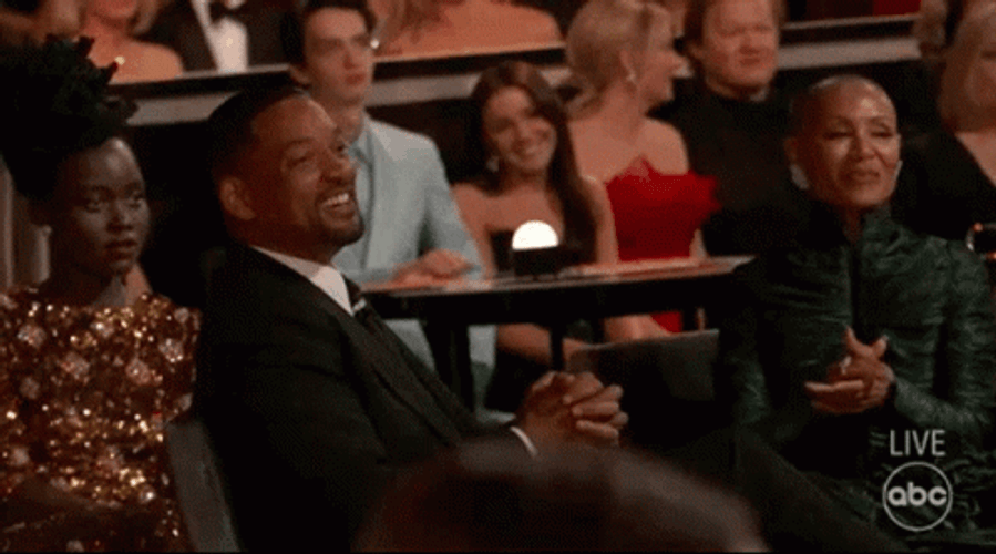 Will Smith Laughing At Oscars GIF