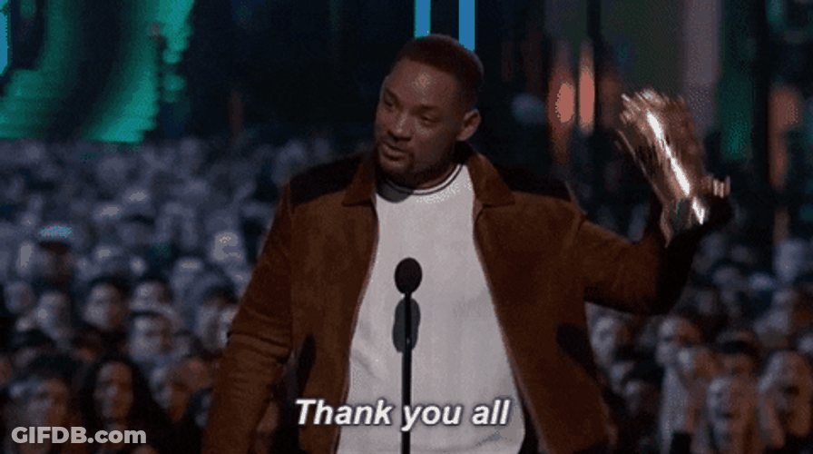 Will Smith Saying Thank You All GIF