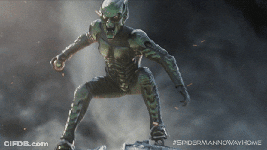 Willem Dafoe As Goblin Shark Wearing Suit Flying GIF