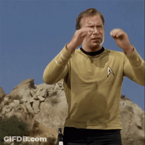 William Shatner Shielding Eyes Searching Star Trek GIF