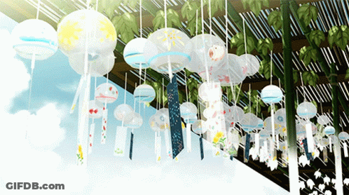 Wind Bells Hanging From Roof GIF