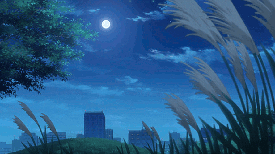 Wind Blowing Anime Scenery GIF