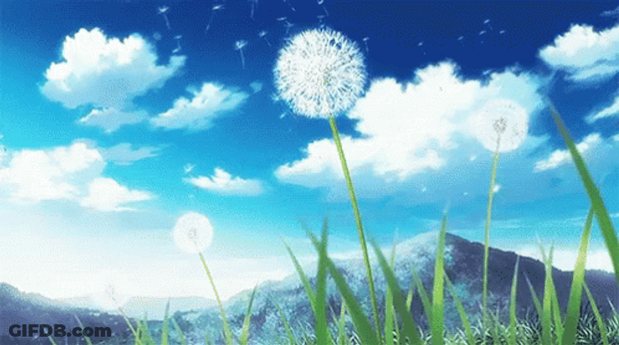 Wind Blowing Dandelions GIF