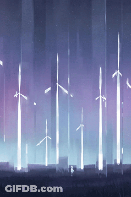 Wind Turbine Through Glass GIF