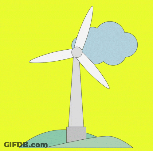 Wind Turbine With Cloud GIF